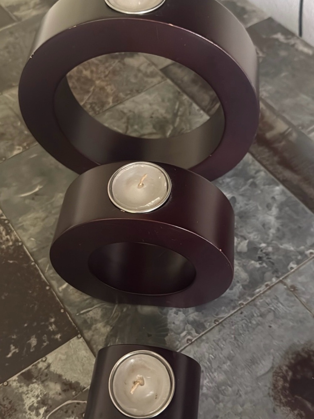 Modern Dark Brown Circular Tealight Candle Holders - Home Accents